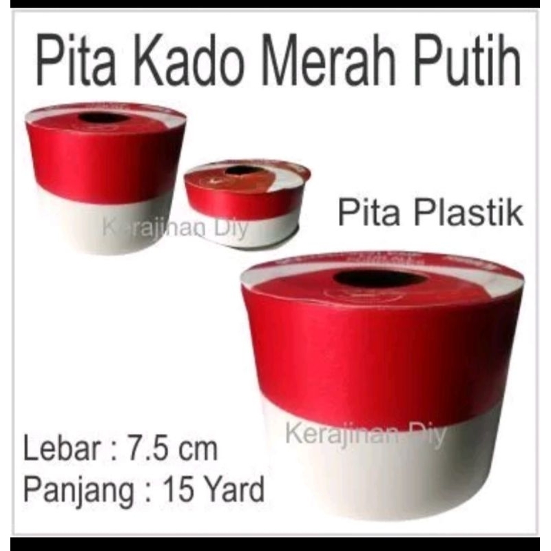 

Pita kado Merah putih plastik 7,5 cm