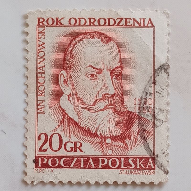 

(AA) Perangko Polandia 1953 Renaissance Year - Jan Kochanowski - Perf 12½ x 12¾ 20 gros Used