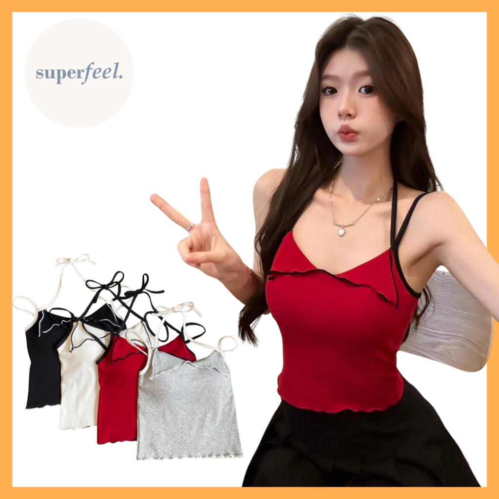 SFL TANK TOP ATASAN WANITA TANKTOP CROPTOP BRALETTE BRA DENGAN BUSA CUP MODEL IKAT LUCU CEWE IMUT