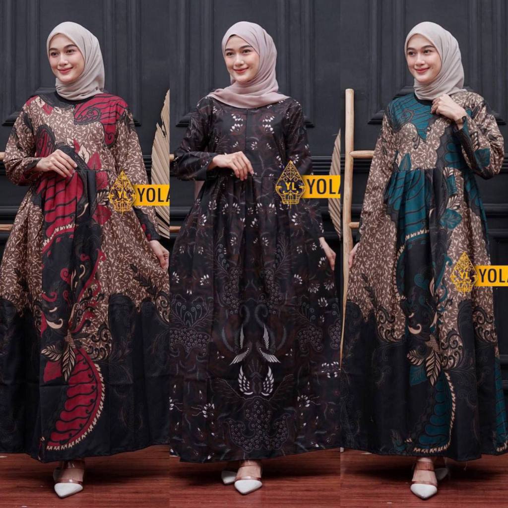 Gamis wanita muslimah baju wanita busui gamis batik jumbo
