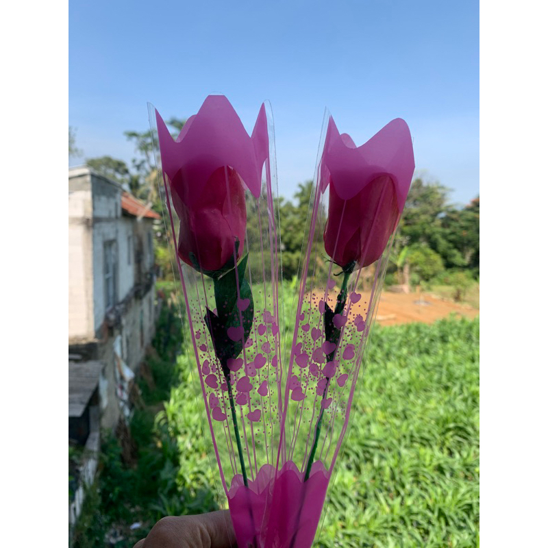 BUNGA MAWAR PLASTIK 1 TANGKAI
