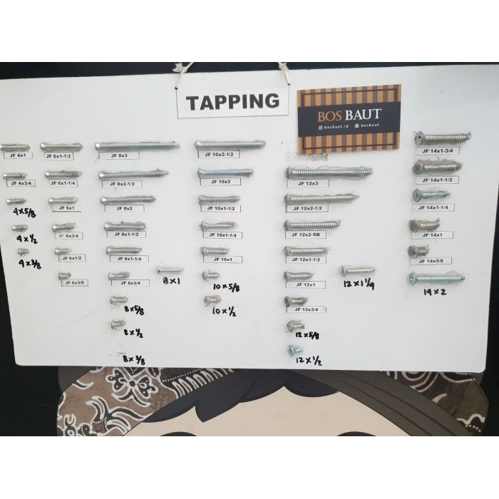 Skrup Tapping JF Ukuran #10 x 3/4 PUTIH