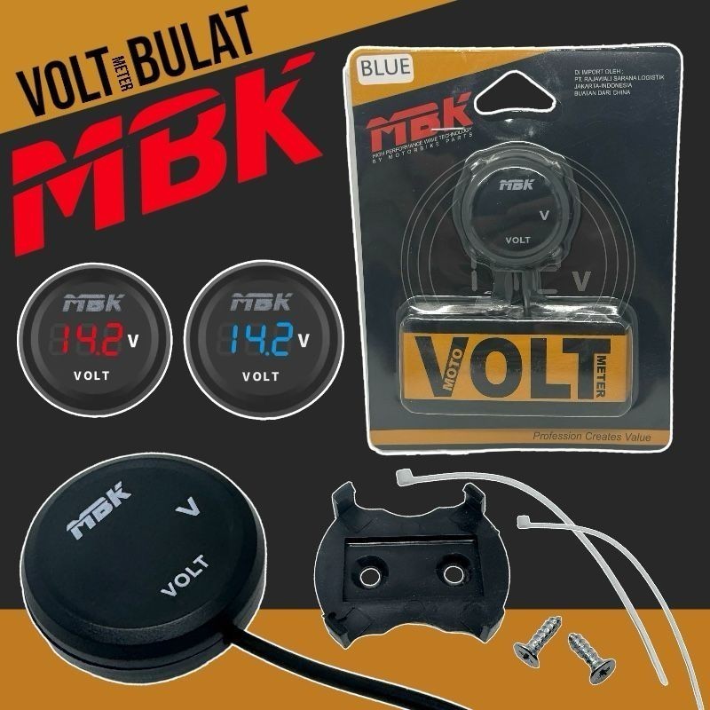 Digital Volt meter Motor MODEL BULAT Waterproof cocok untuk semua motor yang sudah ada aki