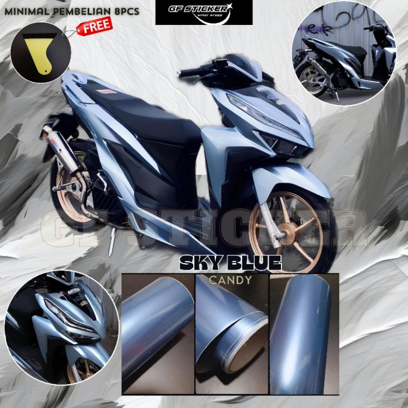 Sticker Skotlet Motor Sky Blue Candy Premium Scotlite Biru Langit Metalic Glossy