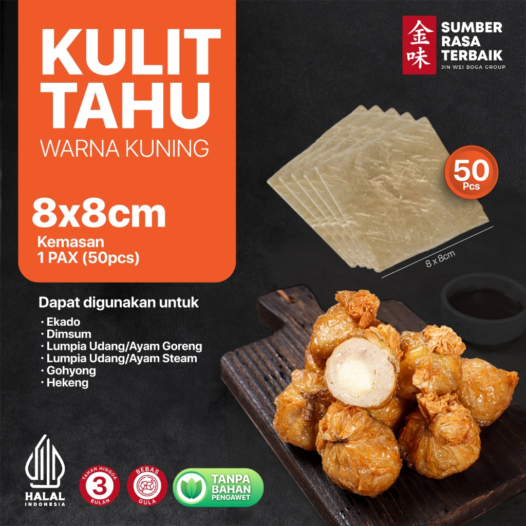 

SRT - KULIT TAHU TAWAR KUNING UK 8X8 ISI 50PCS HALAL | TEKSTUR LENTUR UNTUK EKADO DAN DIMSUM MINI