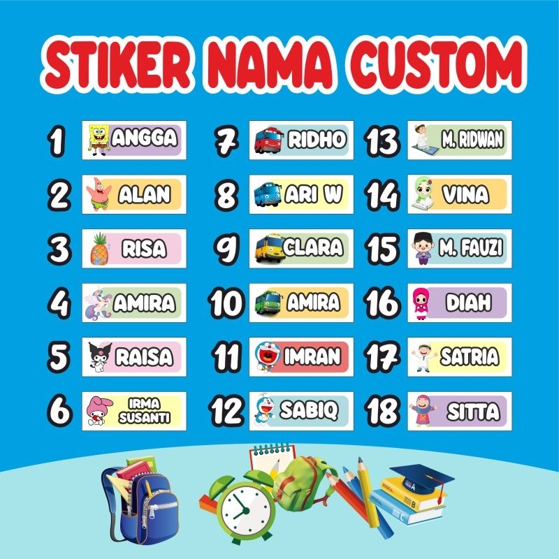 

Stiker nama custom/stiker nama/stiker lucu