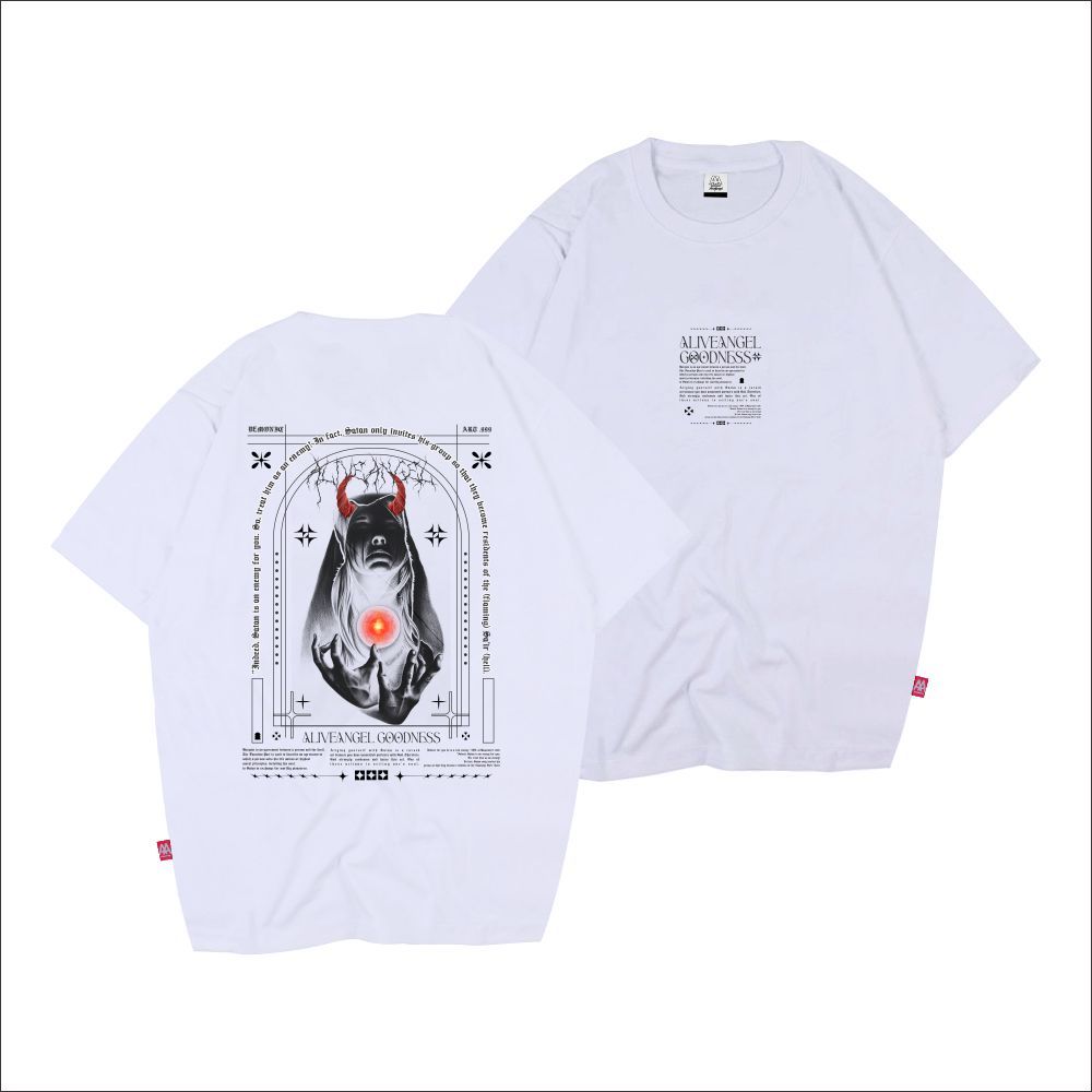 BAJU PATUNG DISTRO ALIVE ANGEL GOODNESS / T-SHIRT PRIA / KAOS STREETWEAR / DEMONIC SATANIK 666 / CAS