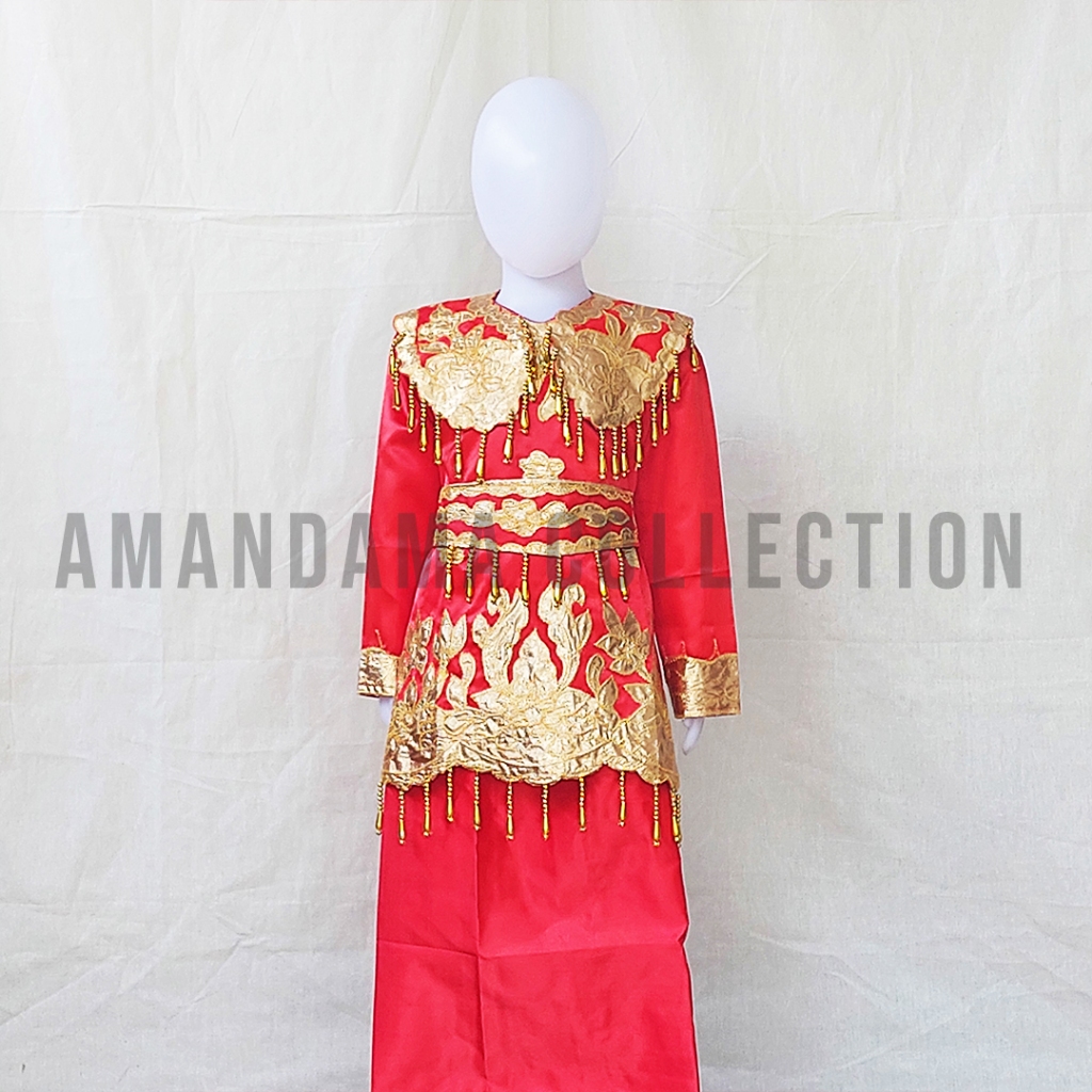 Baju Adat Minang Bordir Anak Perempuan SD - Baju Tari Bordir adat Minang SD - Baju Karnaval Adat Min