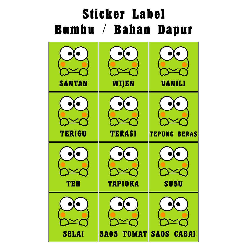 

Sticker Bumbu Dapur Isi 48 pcs Gambar Keroppi