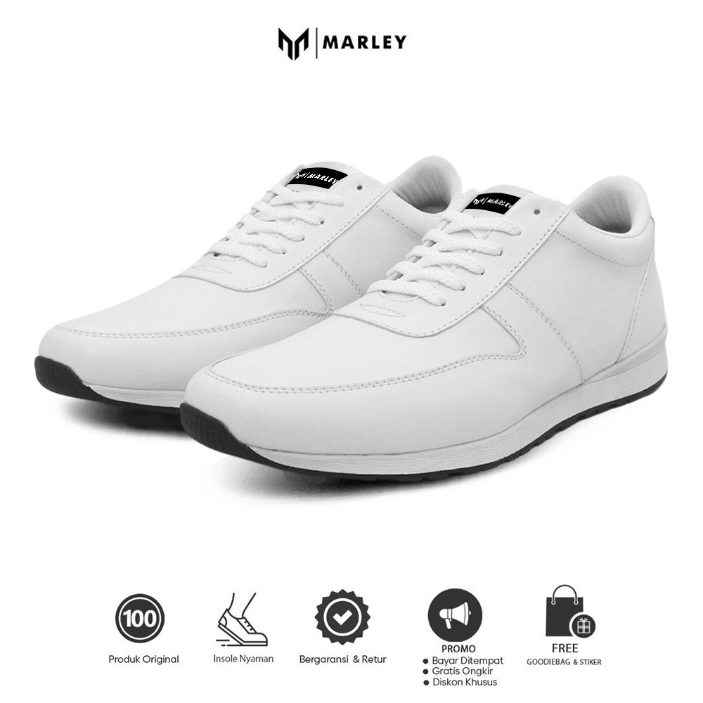 Marley Oswin 01 – Sepatu Sneakers Pria Putih Kets Sporty untuk Kuliah, Kerja, Jogging & Lari