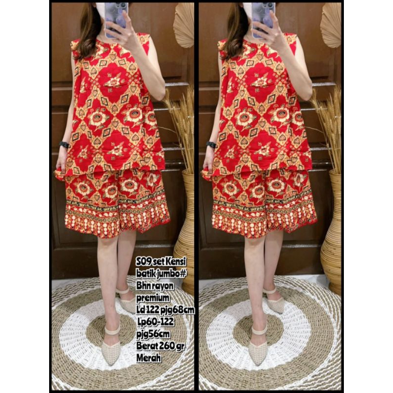 S09 Set Kensi Batik Jumbo Rayon Wanita/Setelan Celana Batik Jumbo Rayon Premium Wanita