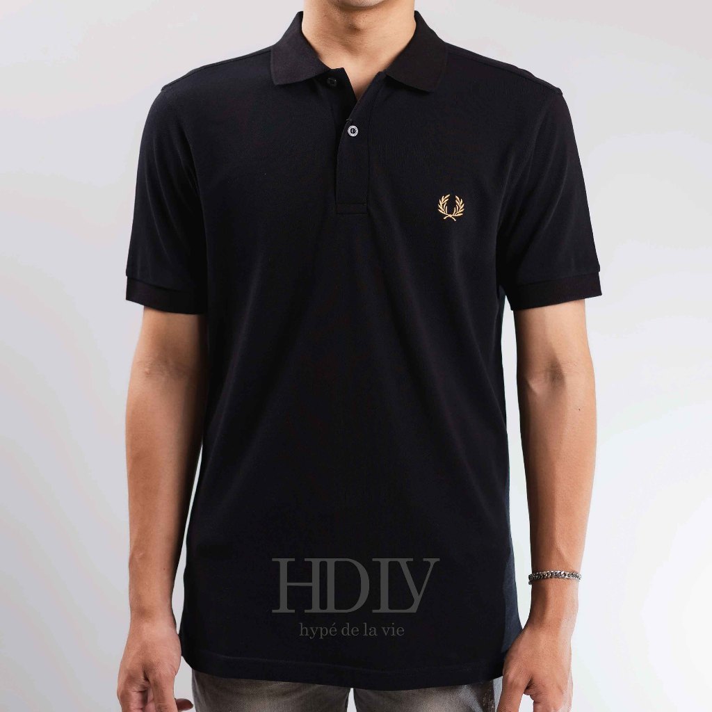 Fred Perry Plain Polo Gold Black Tee ( 100% Original )