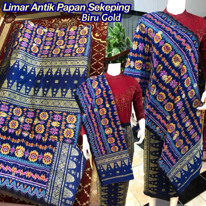 Songket Limar Antik Papan Sekeping Biru/ songket tenun asli palembang /ilham songket palembang