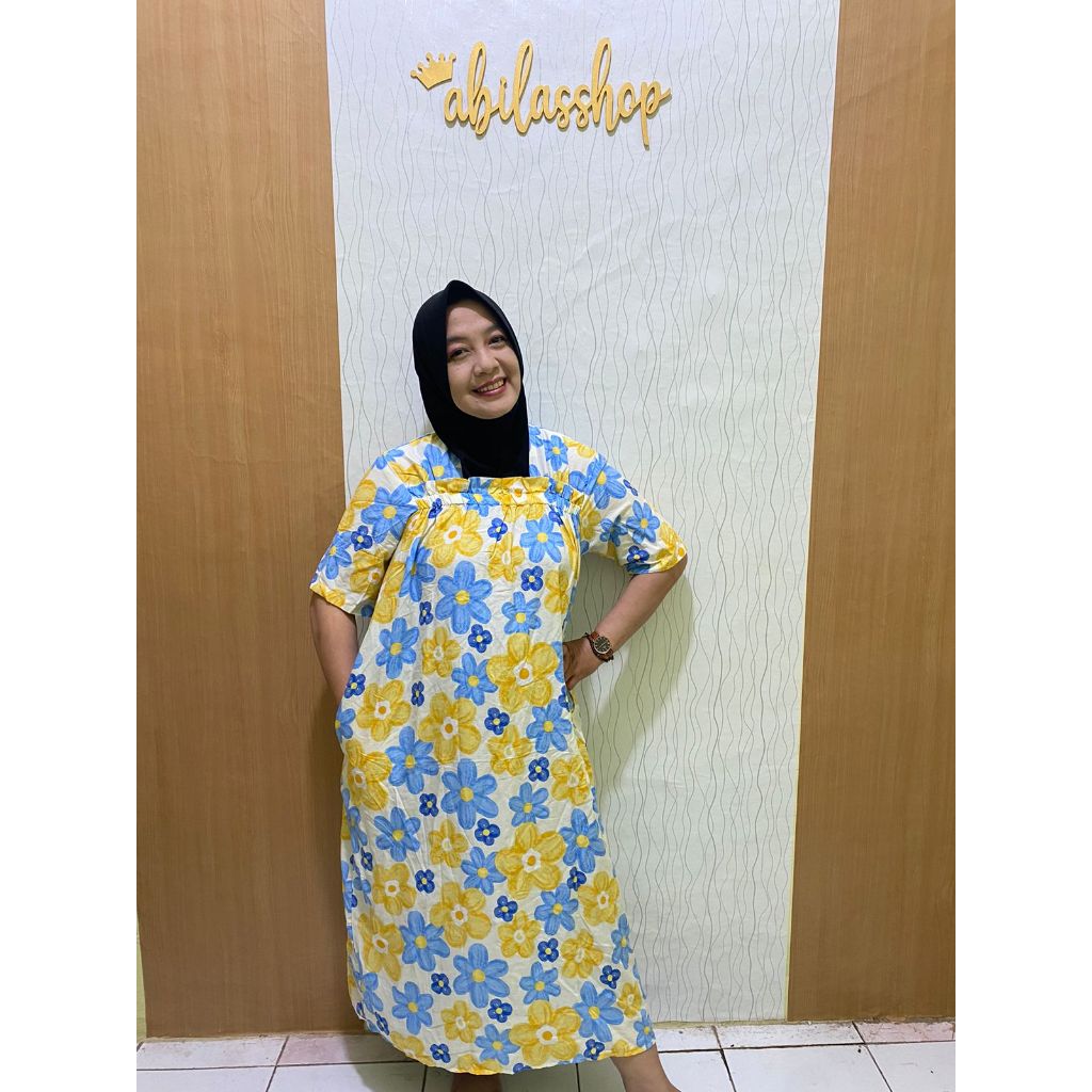 Daster abila Rayon motif Bunga | Bahan Rayon | Daster Kerut | Daster Rayon