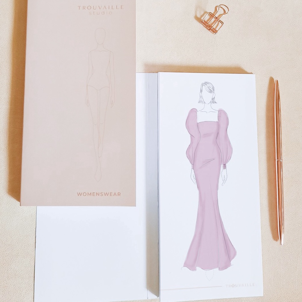 

Sketchbook Fashion Desain by TROUVAILLE STUDIO Sketch book for Designer Design Buku Sketsa Womenswear Men Kids Desainer KODE R6N5