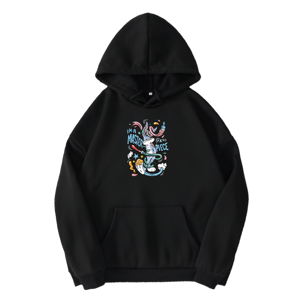 Fashion Hoodie Anak Laki & Perempuan 5 Sampai 12 Tahun Sweater Anak Warna Hitam Motif Cartoon