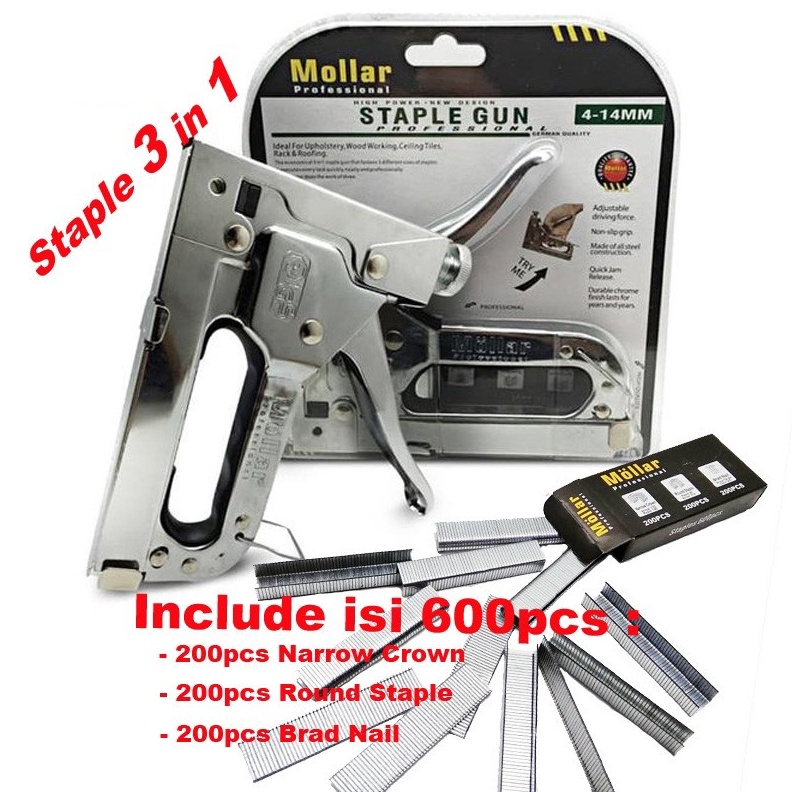 

Gun Tacker Alat Staples dan Paku Tembak 3in1 Staple Gun Mollar 414mm KODE D9K3