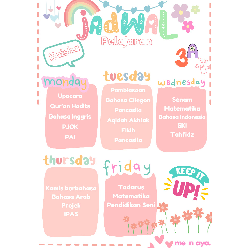 

POSTER JADWAL PELAJARAN CUSTOM NAMA DAN ISI