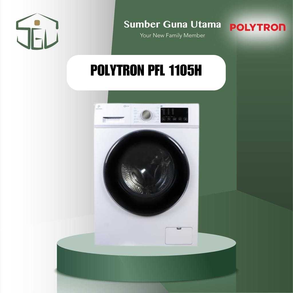 POLYTRON MESIN CUCI FRONT LOADING WITH DRYING11 KG PFL1105H / PFL 1105H 100% KERING