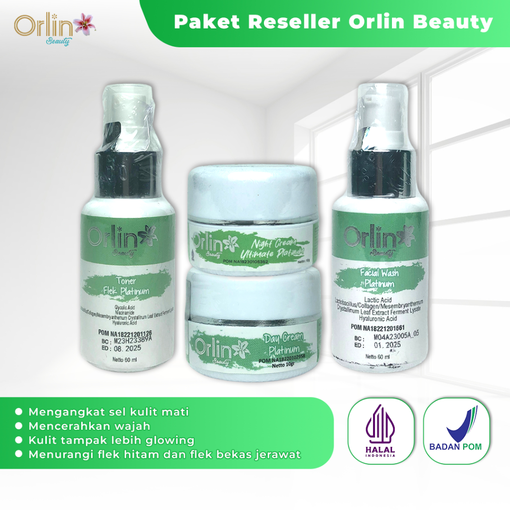 Paket Reseller 3 Paket Flek Platinum Orlin Beauty Memudarkan Flek Hitam BPOM