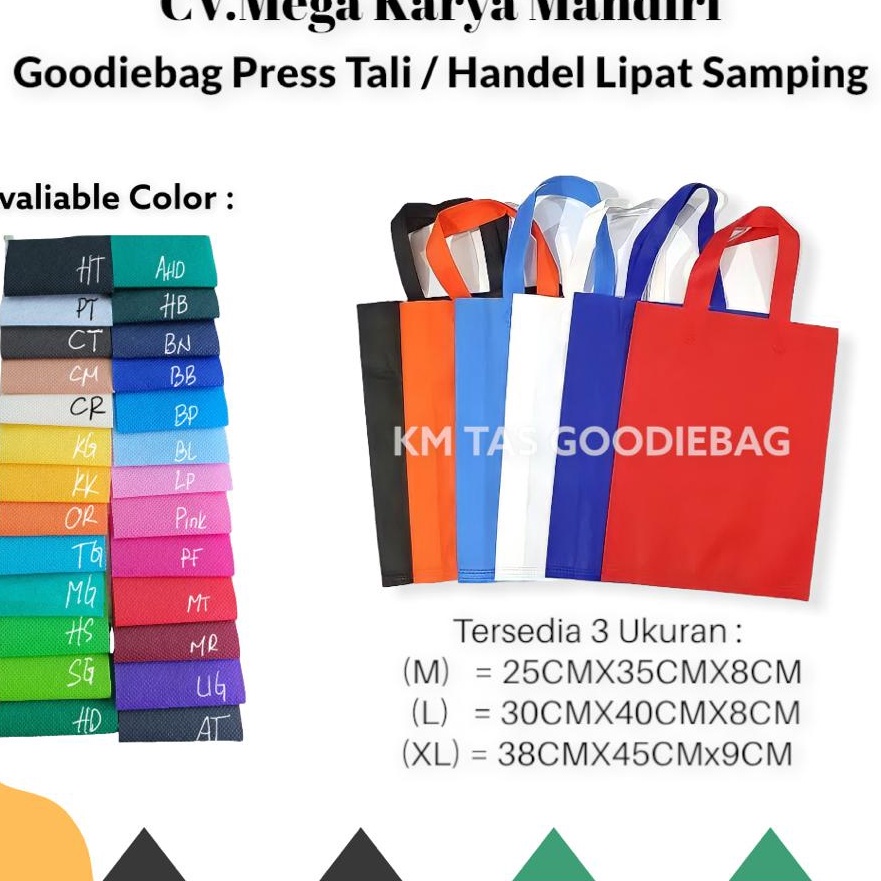

Hemat ISI 12 PCS Uk3x4 TAS SPUNBOND TAS PRESS TALI GOODIEBAG STANDING HANDLE