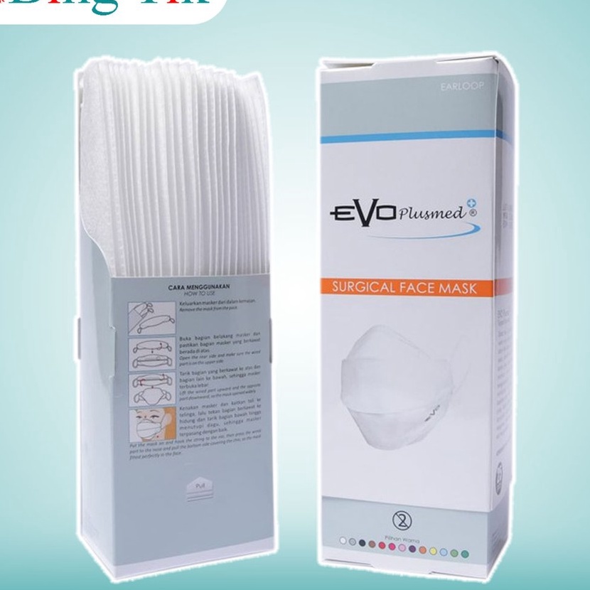 Eksklusif Masker Medis Evo Plusmed 4D Earloop 3 Ply 1 Box Isi 25 Pcs
