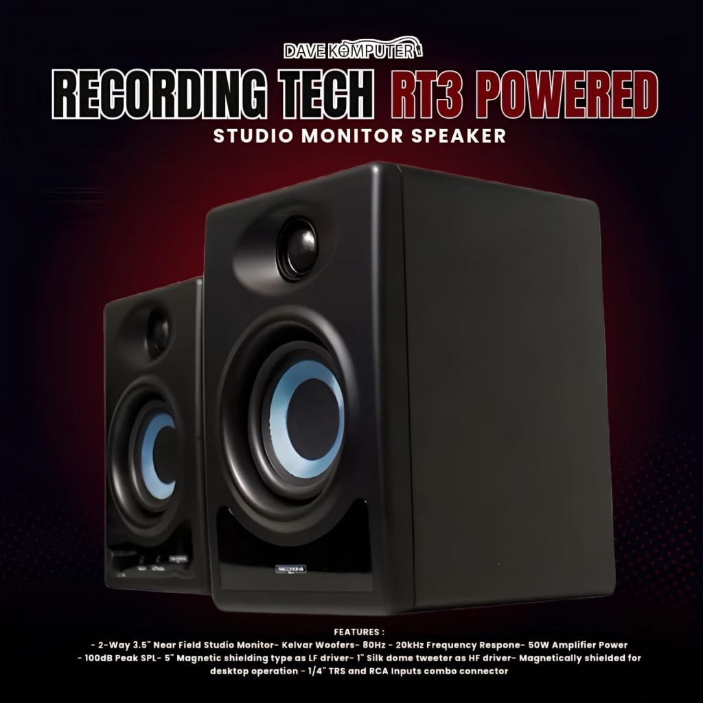 Recording Tech RT 3 / RT3 / RT-3 Powered Studio Monitor Speaker