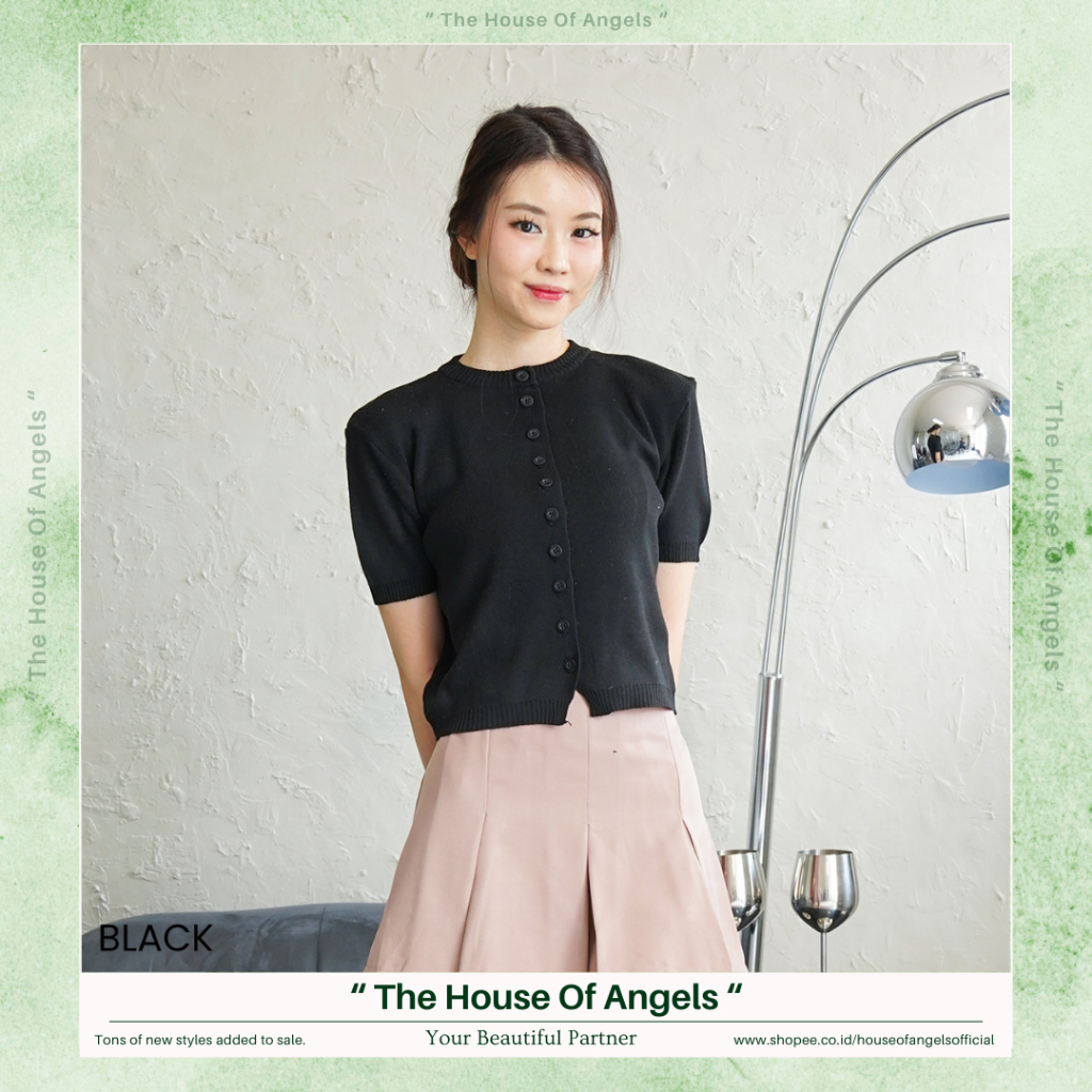 Atasan Kancing Mutiara Misuka | Baju Kaos Wanita Lengan Pendek Korean Style Kekinian OOTD Terbaru