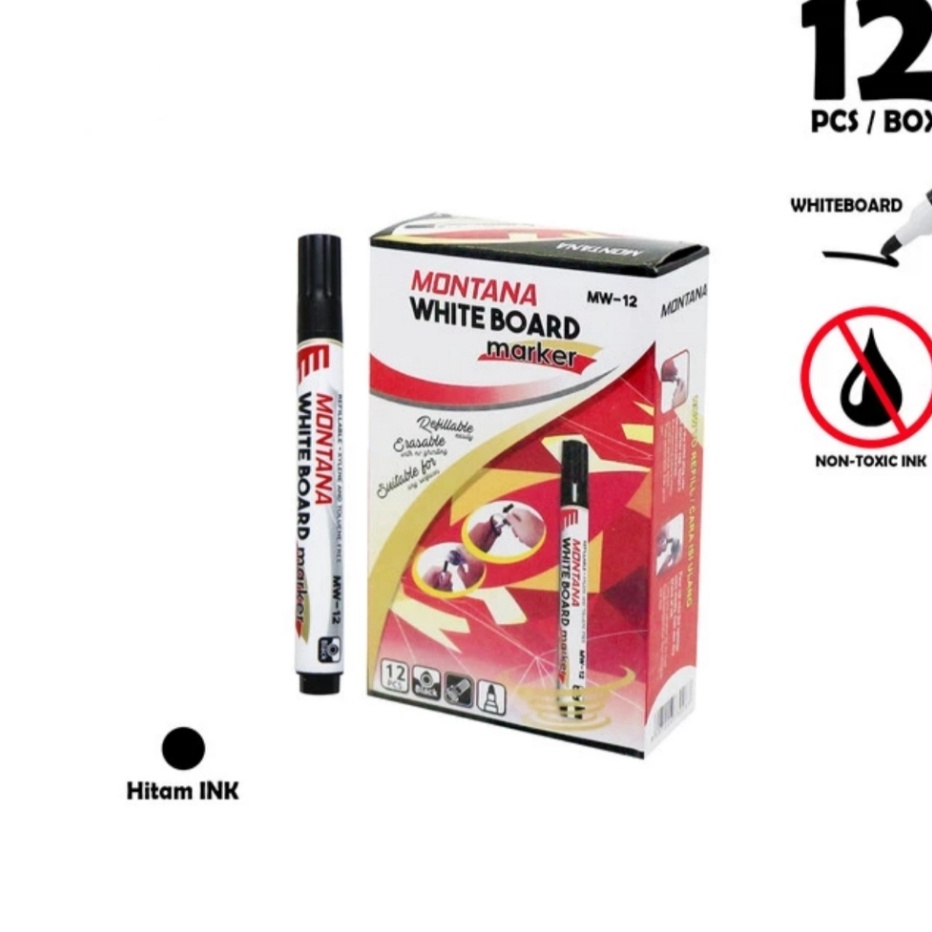 

Ekstra Spidol Whiteboard maker MW12 Montana isi 12 pcs Hitam