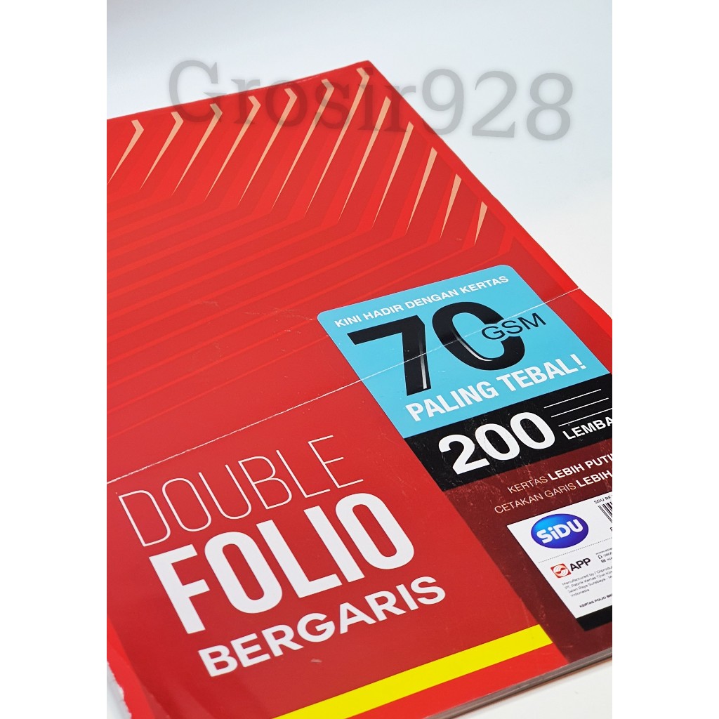 

(Per Pak) Kertas Double Folio Bergaris SIDU isi 200 lbr