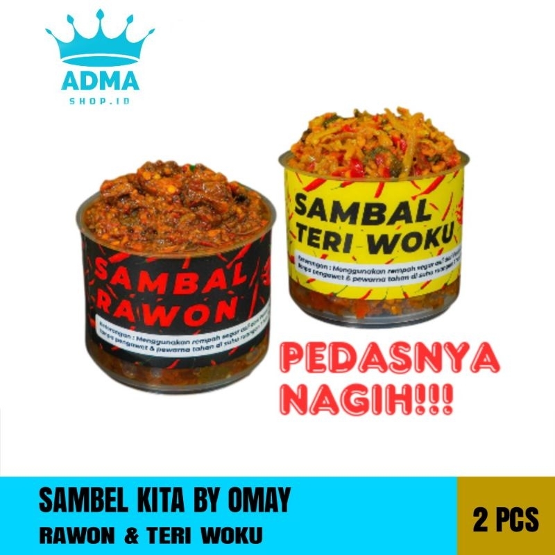 

SAMBEL PEDAS By Omay ORIGINAL 100% Halal - Paket 2Pcs (Sambel Rawon & Teri Woku)