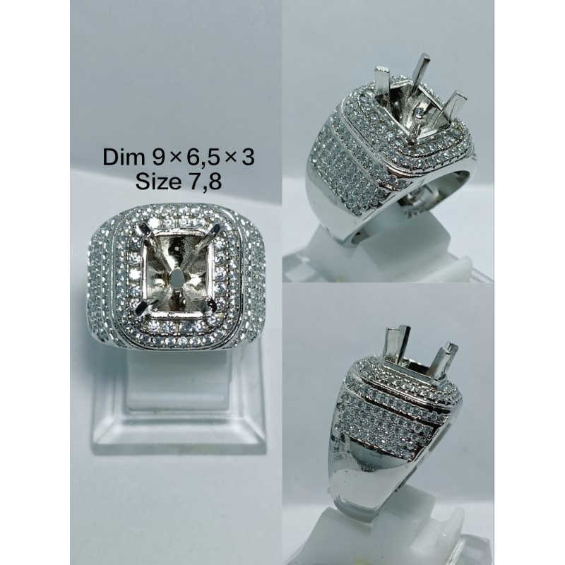 Ring cincin/emban alpaka super microsetting full zirkon/Diamond tumpuk