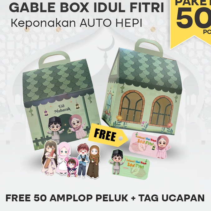 

Wah Gable Box Hampers Lebaran 5pcs Motif Rumah Idul Fitri Parcel Raya Anak Keponakan 5pcs