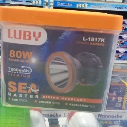 KODE N8I senter kepala selam luby L1817k L 1817k L1817 8 watt 8w cahaya kuning