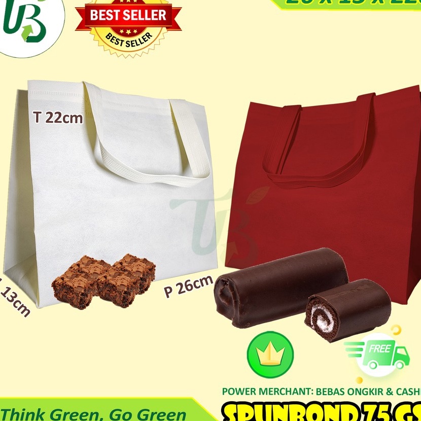 

KF7 TAS KUE BROWNIES BOLU 26x13cm NASI BENTO KUE KOTAK SPUNBOND GOODIE BAG BUKAN PAPER BAG