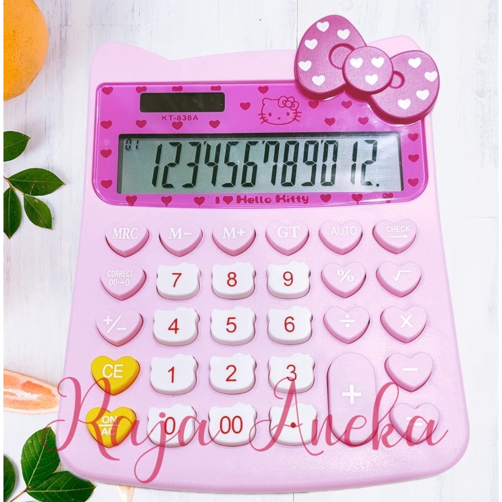 

KODE Q94K Kalkulator Hello Kitty KT 838 A 12 digit cek ulang calculator check correct helo kity hk kitty KT838