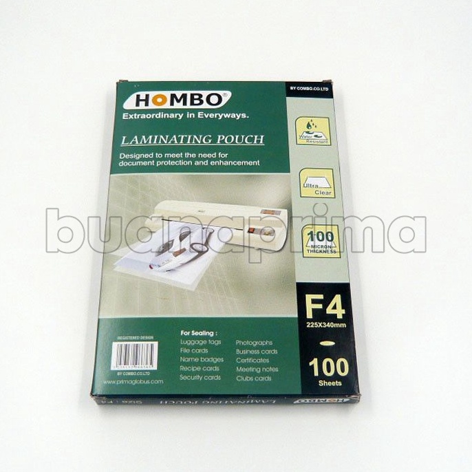 

KODE L38C Plastik Laminating Film A4 F4 Hombo isi 1 Pouch 1 Micron Folio