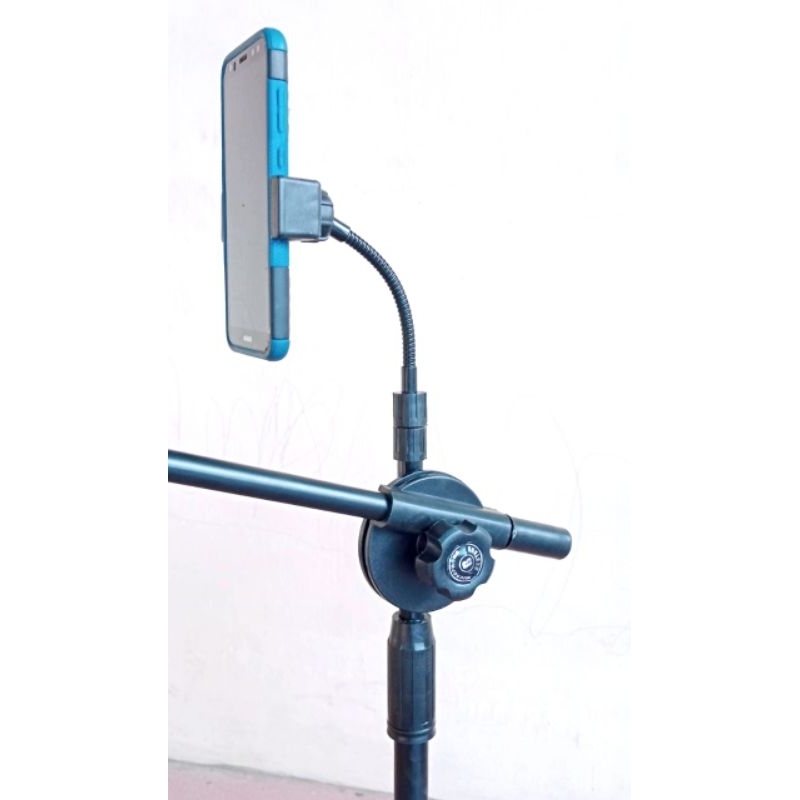 Stand Mic Pendek Dobel Holder Mic dan Hp BESTAND Exlusiv