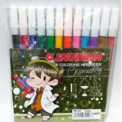 

murah SPIDOL KECIL SNOWMAN 12 WARNA COLOURING PEN PW12A