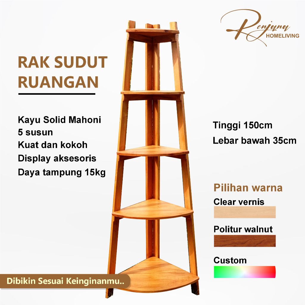 Rak Sudut Ruangan / Siku Tinggi 150cm | Rak Bunga / Buku Dekorasi Sudut / Pojok Ruang Tamu Ruang Kel