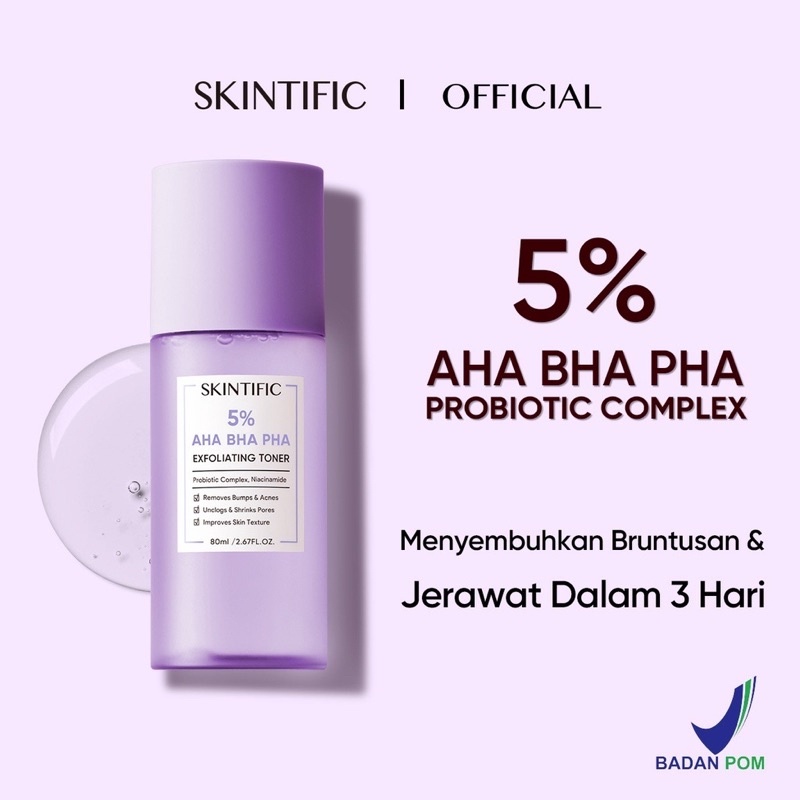 SKINTIFIC 5% AHA BHA PHA EXFO TONER 80ML