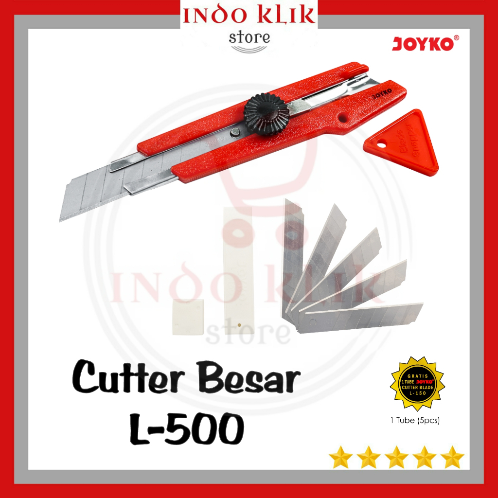 

Cutter Joyko L-500 + Bonus Isi Cutter / Kater L 500 Besar / Pisau Kertas Besar Safety Lock
