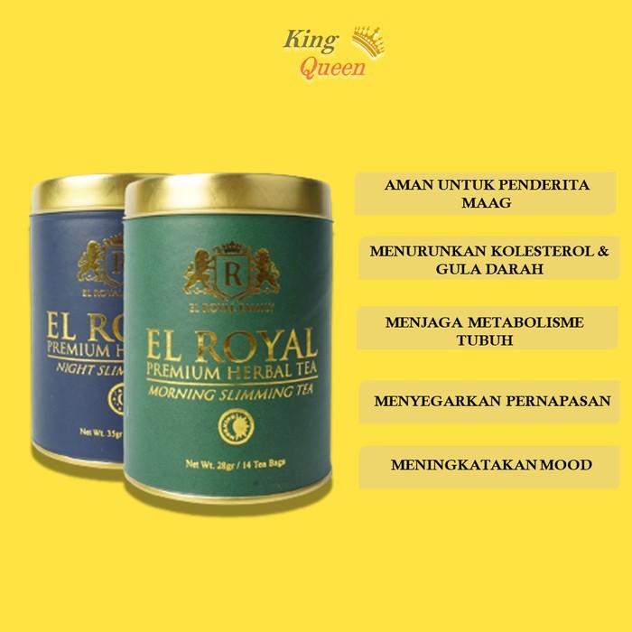 

[TERLARIS] Ready Herbal Tea Pelangsing Perut Buncit - El Royal - Morning & Night Ready