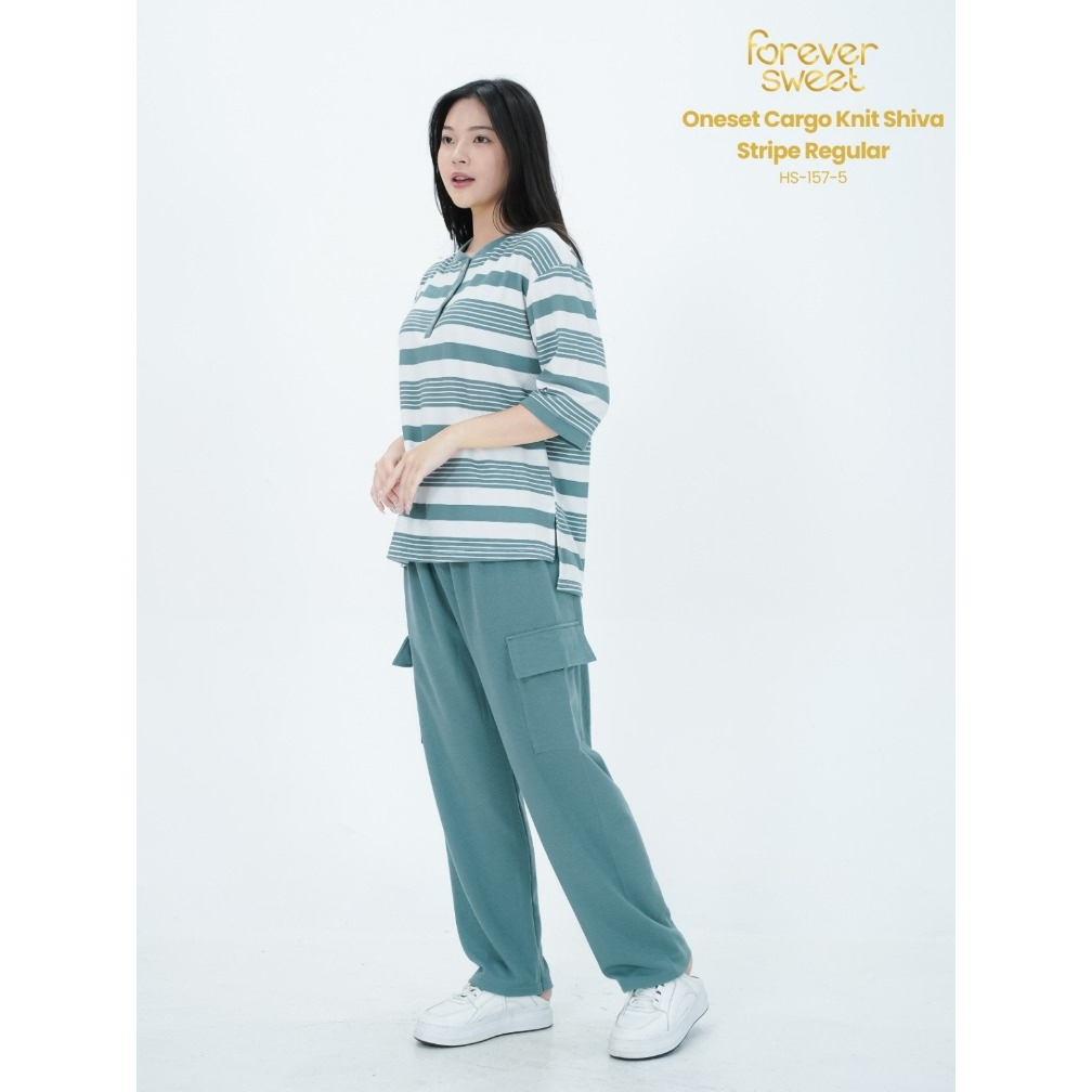 FOREVER SWEET One Set Cargo Knit Shiva Stripe Setelan Wanita
