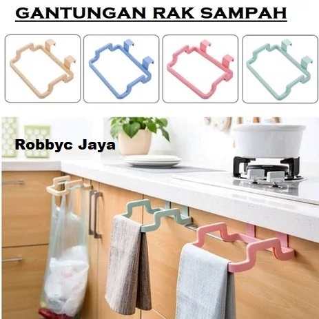 Gantungan Kantong Plastik Tempat Sampah Kain Lap Dapur Lemari Wastafel