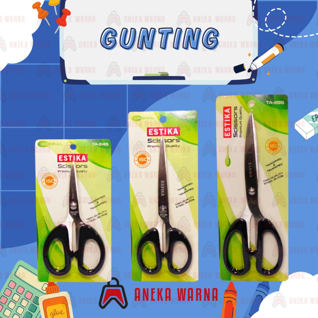 

GUNTING KERTAS PEMOTONG SCISSORS | ESTIKA | BESAR SEDANG TANGGUNG KECIL