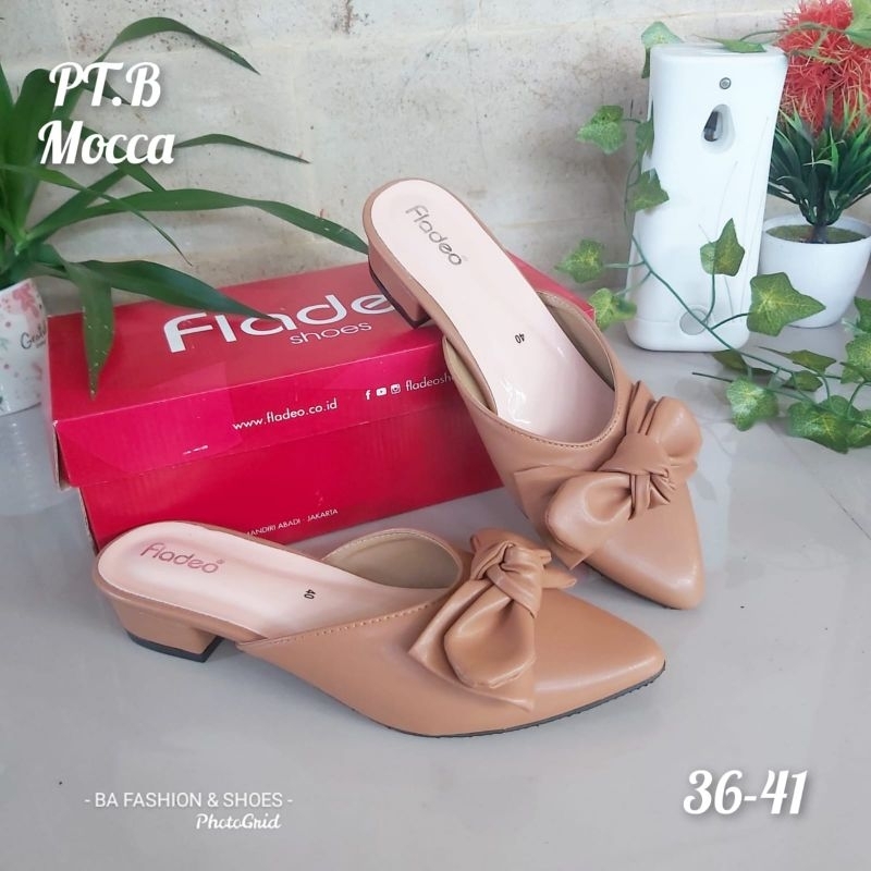 Sandal selop hak pita wanita merk fladeo size 36-41