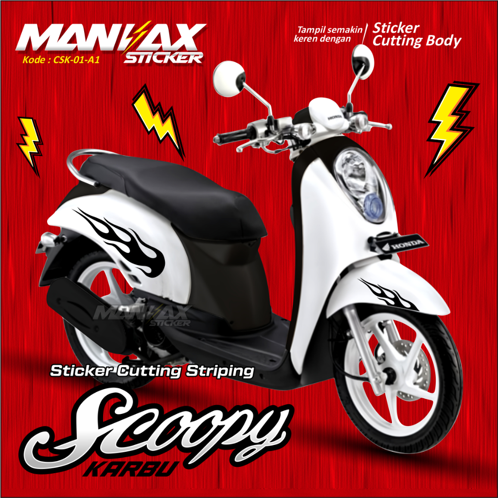 CUTTING STIKER API HONDA SCOOPY KARBU TAHUN 2011 - STIKER API SCOOPY KARBU COPY TRANSPARAN - CSK-01