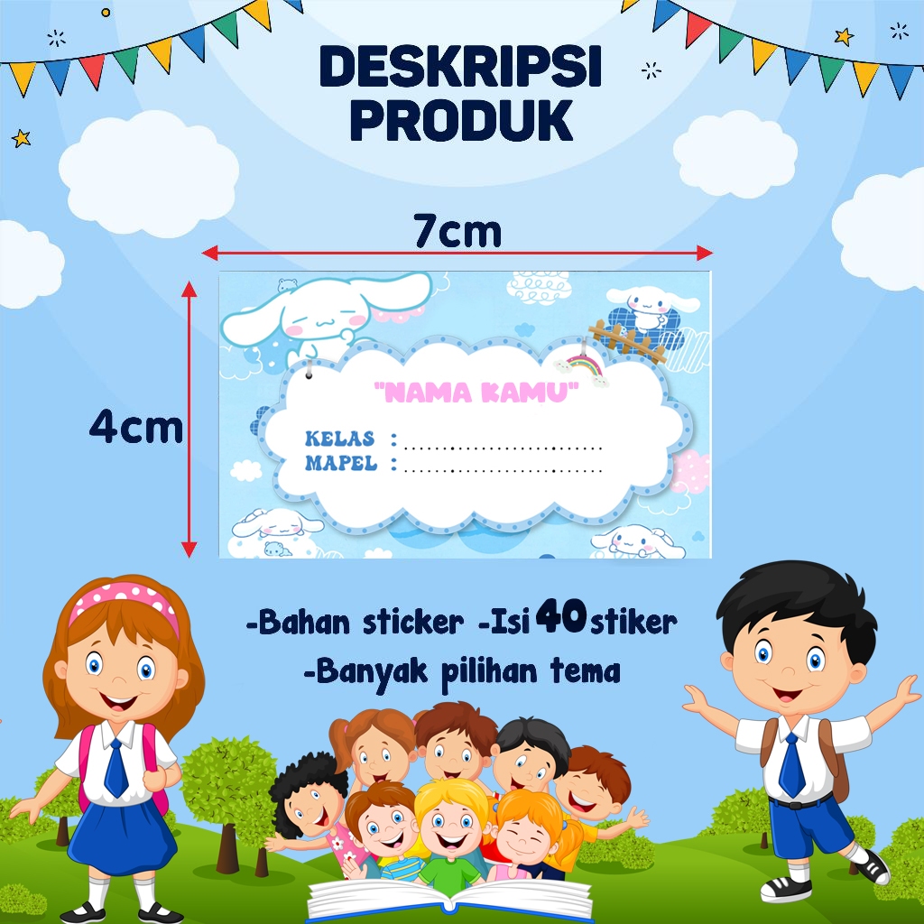

Stiker mata pelajaran- Label buku pelajarang-Stiker Mapel isi 40PCS-Stiker Nama Buku -Stiker custem nama pelajaran buku anak