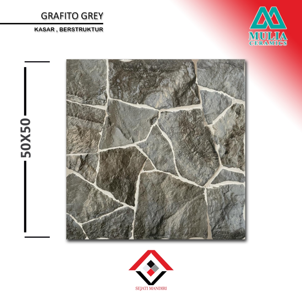 keramik 50x50 - motif batu alam - mulia grafito grey
